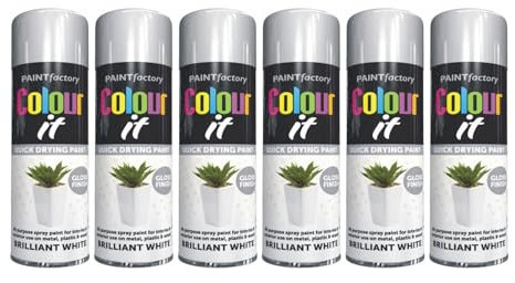 SDMAX Brilliant White Spray Paint, Fast-Drying, Non-Cracking, Smooth & Gloss Finish, Long Lasting, Easy To Use, Lightweight And Portable, Multipurpose Use, 250ml (6PCS)