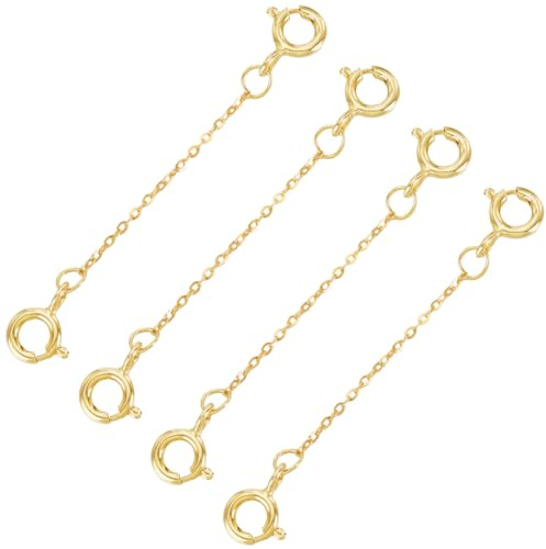 AHANDMAKER 4 Stück Verlängerungskette für Damen 925 Verlängerungsketten Aus Sterlingsilber vergoldetes Armband Armbandverlängerung Mit Verschluss Goldkettenverlängerungen 2.17 Zoll