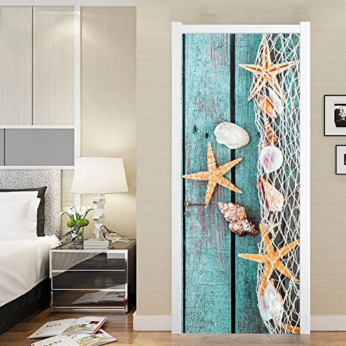 VIRANDA 3D Türtapete Selbstklebende Türaufkleber Vinyl Türbilder Wasserdichte Türposter Abnehmbare Türklebefolie Meer Türfolie für Zuhause Dekor 77x200cm