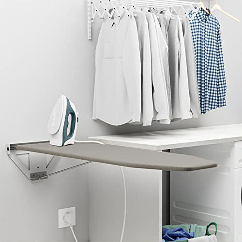 Gabinete de tabla de planchar montado en la pared, armario con tabla de planchar integrada, estación de almacenamiento de planchado plegable con espejo para el hogar, apartamento y espacios pequeños,