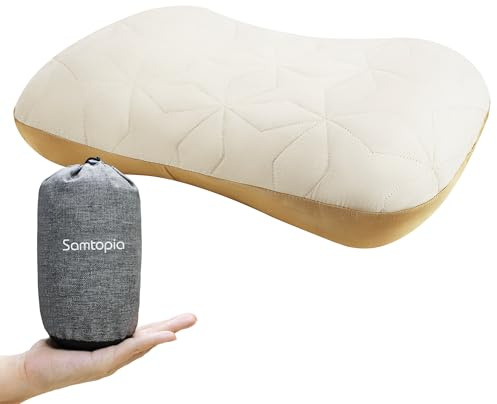 samtopia Inflatable Camping Travel Pillow - Lightweight Backpacking & Hiking Pillow with Removable Cover, Regular Size (17.72x12.99x4.72)
