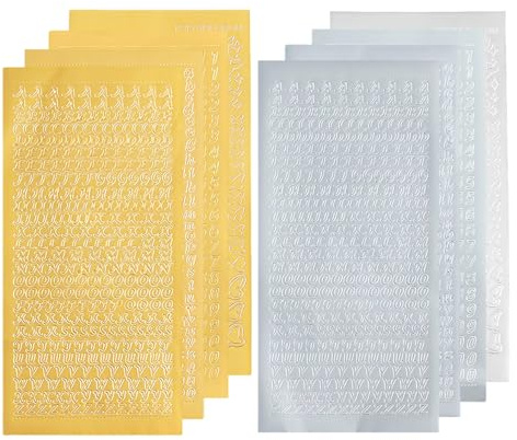 8Stück Wachsbuchstaben für Kerzen,Taufkerze Selber Machen Set,Aufkleber Selbst Gestalten,Kommunion Kerze Buchstaben Bastelset Verzieren,Wachszahlen Folie Sticker für Wachs Kommunionkerze(Gold Silber)