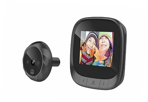 DIYEAH Spioncino Elettronico 2.4 Pollici Videocamera di Sicurezza, Visione Notturna a Infrarossi, Memoria Integrata e Angolo 90° per Porta