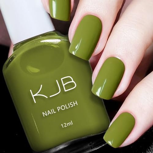 Green Nail Polish - Olive Green Nail Varnish Quick Dry - 12ml Non Chip Long Lasting Nail Polish - French Manicure Nail Varnish,Oil Based Formula,No Need Baking