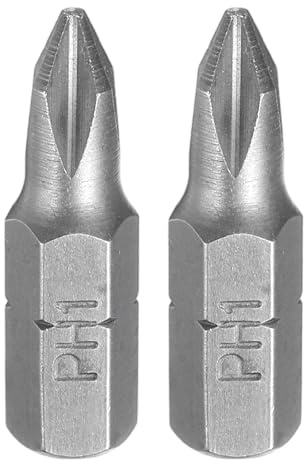 sourcing map 2pcs Phillips Screwdriver Bits 1/4 Hex Shank PH1 Head 1 Length CR-V Steel Cross-Head Drill Bits for Repair Work Electric Screw Driver