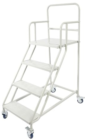 Scala di carico in metallo a 4 livelli con ruote mobili, 60 x 100 x 100 cm, scala smontabile, stabile e durevole, con protezione per i bordi delle scale