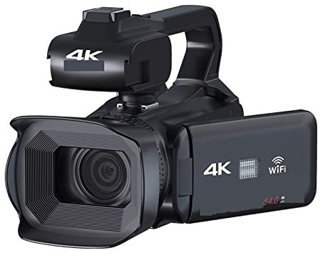 Videocámara vintage 4K 60FPS completa for transmisión en vivo Vlog 18X 64MP Cámara de video AF Grabadora digital Pantalla giratoria Película, disco, transmisión(With 256G SD Card,Only Camcorder)