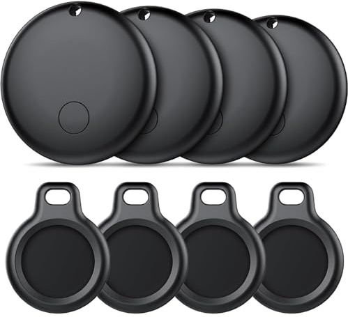 Android Smart Tag, Tracker con Google's Find Hub (Solo Android), IP68 Impermeabile, Bluetooth Localizzatore con Custodia Protettiva, Trova Oggetti per Chiavi/Bagagli/Portafogli, 4 Nero