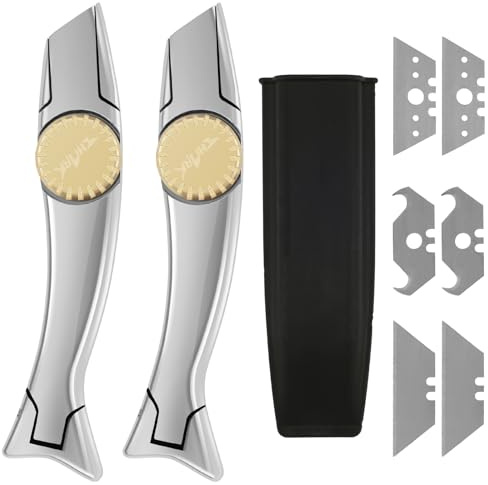 IFOKAMOG 2 Pack Roofing Knife, Carpet Knife, Roofing Knives with Solid Brass Knob Double Notched Blade,Utility Cutter for Home Carpet Cardboard, Precision Cut