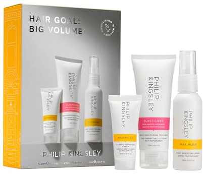 PHILIP KINGSLEY | Hair Goal: Big Volume Gift Set | Elasticizer, Root Boosting Spray & Strand Plumping Cream | Volumising Hair Trio for Fine Hair | Lift, Body & Shine | 75ml, 60ml, 20ml