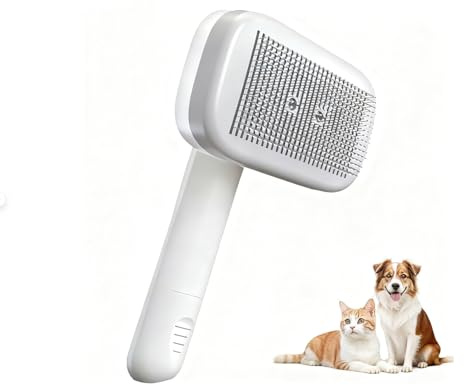Double Ion Generator Katzenbürste Hundebürste – Selbstreinigende Pet Brush mit One-Click Cleaning für sanfte Fellpflege von kurz- & langhaarigen Katzen und Hunden