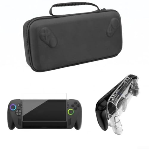 Skyddsfodral och härdat glas för ROG för Xbox Ally-X-konsol förvaringsväska set, mjukt för TPU-skal skal, halkfritt och reptåligt skydd (genomskinlig)