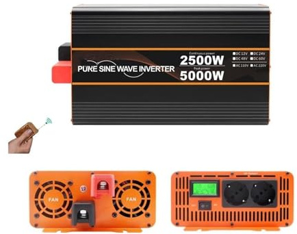 Convertisseur Tension Pur Sinus Convertisseur De Voiture Onduleur Onde Sinusoïdale Transformateur Solaire Inverseur De Tension Puissance 5000W 24v 220v(24V,110V 60HZ,Universal)