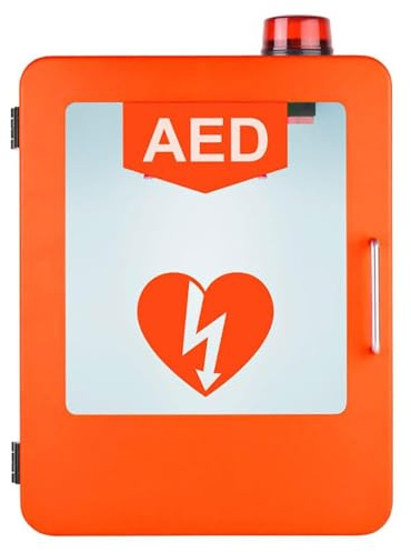 FUELIX Armoire De Rangement pour Défibrillateur Aed, Armoire Murale pour Défibrillateur AED avec Alarme Armoire De Premiers Secours, Conception À Coins Arrondis, pour La Maison, Le Bureau A