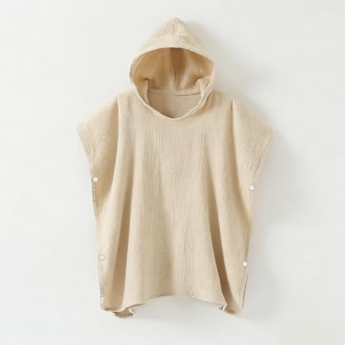 Kapuzenhandtuch Baby Kinder Handtuch mit Kapuze 100% Baumwolle Badeponcho Badetücher Badetuch Strandtücher Bademantel Kinder Ultra Weich und Saugfähig Babyhandtuch für Kleinkind 0- 6 Jahre alt (Khaki)