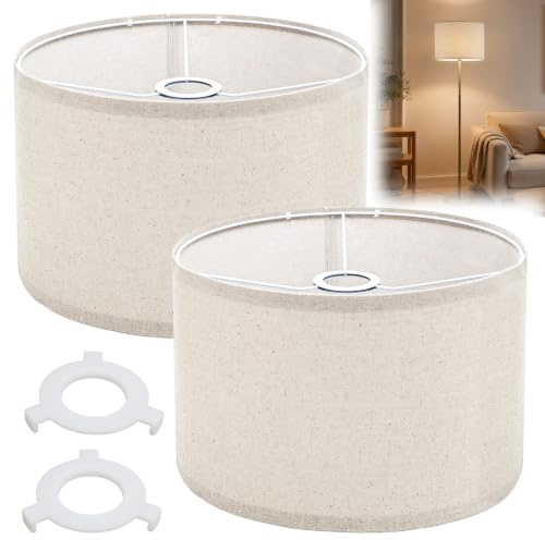 NCTNCX Lampenschirm Stoff Beige Ø30 x H20 cm E27 | inkl. E14 Adapter, für Stehlampe, Tischlampe & Hängeleuchte
