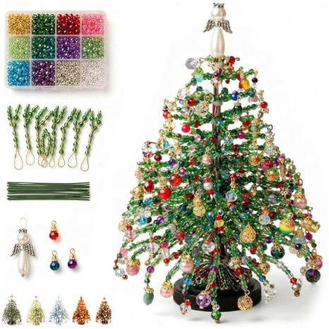 Kit Fai Da Te Per Albero Di Natale Con Perline, Kit Artistici Con Perline Per Adulti E Principianti | Kit Per Realizzare A Mano Un Albero Di Natale Con Perline, Con Perline Colorate E Decorazioni (#A)