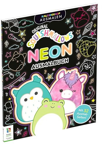 Hinkler - Kaleidoskop Ausmalen Original Squishmallows Neon Ausmalbuch - 32 Malvorlagen für Teenager und Kinder - Kunsthandwerkliche Geschenke