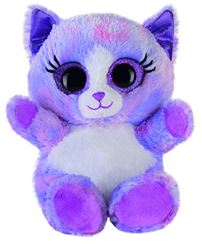 Bauer Spielwaren Heinrich Bauer_14241 Blickfänger Glitter Lashy Katze Plüschtier: Kuscheltier mit Glitzer-Katzen-Augen, ideal auch als Smartphone-Halter, 15 cm, lila -14241