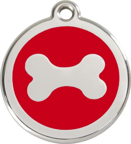 Red Dingo Hundemarke Knochen inklusive Gravur (M, rot)