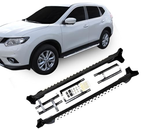 J&J AUTOMOTIVE Marche-Pieds Latéraux pour Nissan X-Trail T32 2014-2021, Lot de 2 Pcs (Gauche et Droite), Antidérapant, Aluminium