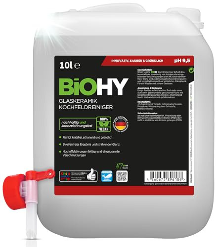 BiOHY Nettoyant pour plaques de Cuisson en vitrocéramique (Bidon de 10l) + Robinet | pour des plaques de Cuisson brillamment Propres (Kochfeldreiniger)