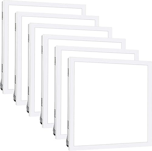 2x2FT LED Flat Panel Troffer Light, 40W 5000K Recessed Back-Lit Drop Ceiling Light, 5200lm Lay in Fixture for Office, 0-10V Dimmable, 3-Lamp F17T8 Fixture Replacement, ETL Listed 100-277V DLC 6 Pack