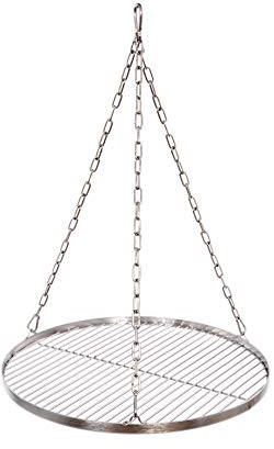 Grillrost 50 cm Edelstahl für Schwenkgrill 3 Bein BBQ Grill Rost mit Kette 14 mm Stababstand