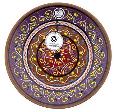 CERÁMICA RAMBLEÑA | Plato Decorativo para Colgar en Pared | Plato de cerámica | Plato decoración Mediterránea Modelo D19 | 100% Hecho a Mano | 35x35x6 cm