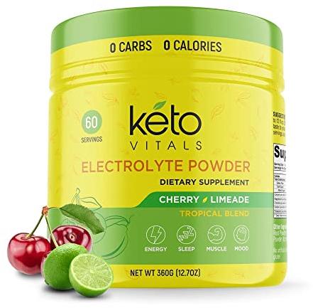 Keto Vitals Electrolytes Powder | Keto-Friendly Electrolytes with Potassium, Magnesium, Sodium, Calcium | Keto Electrolytes Supplement Energy Drink Mix | Sugar-Free, Zero Calories, Zero Carbs