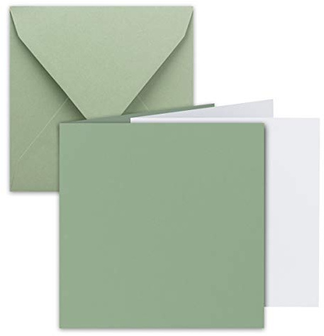 25x Quadratisches Falt-Karten Set - 15 x 15 cm - mit Brief-Umschlägen & Einlegeblättern - Eukalyptus - FarbenFroh by GUSTAV NEUSER