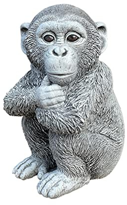 stoneandstyle Steinfigur Schimpanse AFFE frostfest Steinguss Gartenfigur