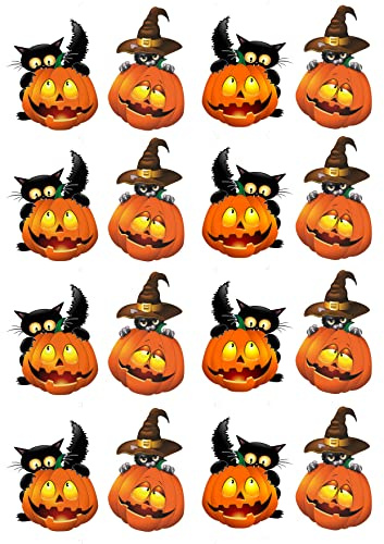 Halloween 16x Tortenaufleger, Geburtstag, Tortendeko саке topper Oblate Premium