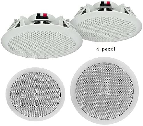 KIT 4 pz CASSE DA INCASSO AUDIO PER SOFFITTO FILODIFFUSIONE SPEAKER ALTOPARLANTE DI COLORE BIANCO