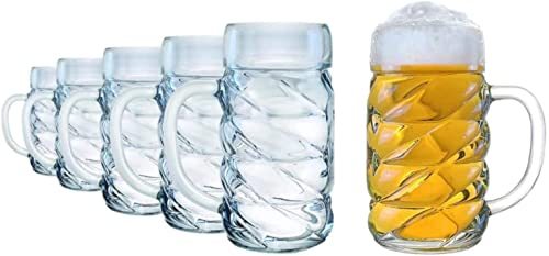 Stölzle Lausitz Jarra de cerveza Diamond / Juego de 6 jarras de cerveza 0,5 litros con cartel/jarra de cerveza estable, 0,5 litros, de vidrio de lima, 0,5 l, apta para lavavajillas