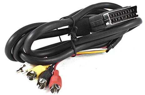 Ruilogod Hombre SCART a 4 Interfaz-AV Audio Conector Male Cable Cable Splitter 4.5FT Largo