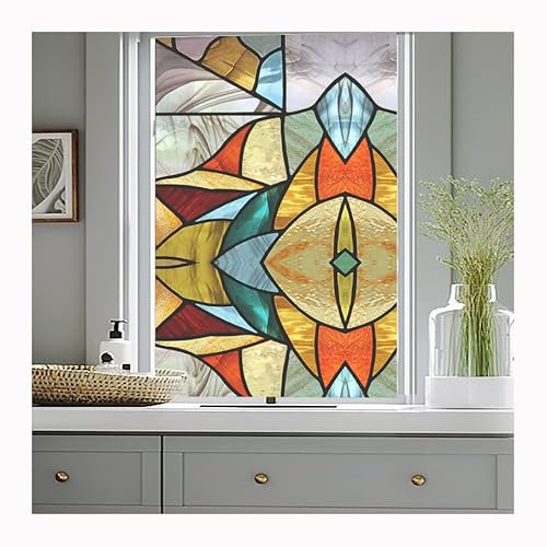 Siunwdiy Fensterfolie Bunt Dekorfolie Milchglasfolie Selbsthaftend Sonnenschutzfolie Fenster Innen Blickdicht Statisch Haftend Dekorfolie Sichtschutzfolie Fenster Anti-UV,S,60x180cm(24x70inch)