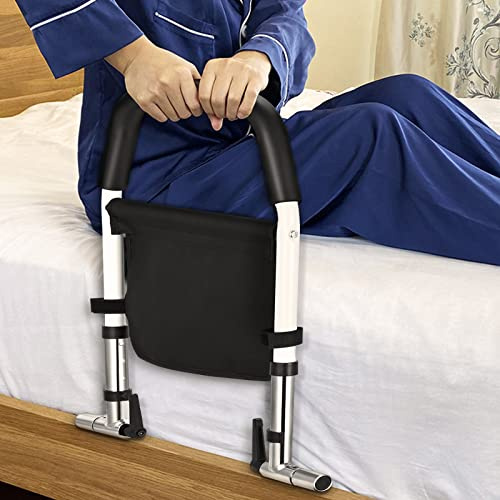 Hlieeosfcn Barandilla Cama Adultos, Ancianos y Mayores, Plegable en el Hospital Barra de Agarre para el Lado del paciente, Acero al carbono, Negro