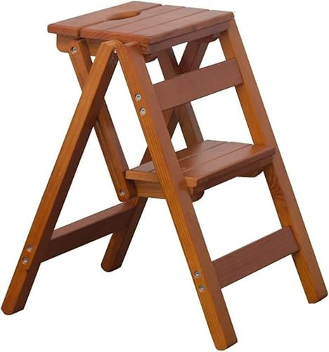 Sgabelli con gradino Sgabello scala in legno Sgabello a 2 gradini – Scaletta antiscivolo di sicurezza – Design pieghevole salvaspazio stabile – Sgabello a scala ideale for casa/cucina/garage/campeggio