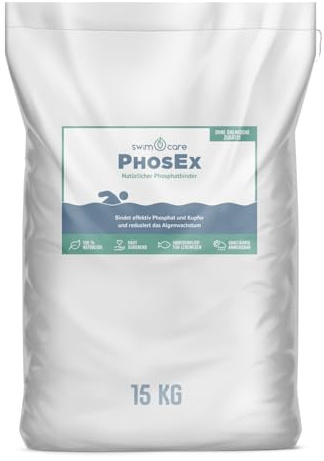 swimcare PhosEx 15 kg natürlicher Phosphatbinder gegen Algen im Teich | Natürlicher Phosphatbinder entzieht Algen den Nährboden – ganzjährig anwendbar, ohne chemische Zusätze