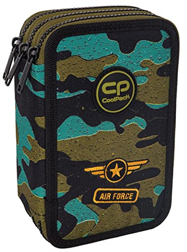 CoolPack XXL Federtasche Federmappe 3-Fach Schulstiftetui, dreifaches Federmäppchen, Federmäppchen für Jungen, 3-stöckig, 3-Fach AIR Force