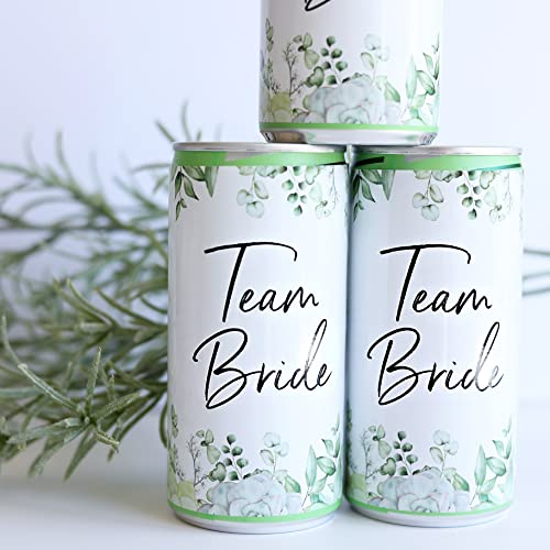 heaven+paper Prosecco Dosen Aufkleber JGA Eukalyptus Team Bride Deko jga Accessories & Hochzeit Deko außergewöhnlich (15x Set) für alle üblichen Sektdosen - Prosecco Dosen Sticker selbstklebend