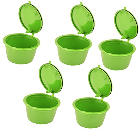 Miokycl 5 st 50 ml kaffekapsel återanvändbar kaffefilterkopp med sked för kaffemaskin (gräsgrön)