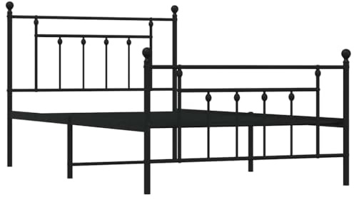 vidaXL Bettgestell mit Kopf- und Fußteil Metall Schwarz 100x200 cm