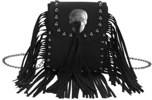 SOIMISS Damen Schultertasche Aus Pu Mit Fransen Und Kette Modische Umhängetasche Für Shopping Und Reisen Leichte Handtasche Eleganter Stil Praktischer Lippenstiftbeutel
