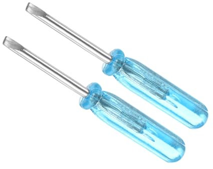 CoCud Mini Tournevis à Fente, Taille 2,0 mm, Longueur 45 mm, Acier au Carbone, Petit Tournevis à Tête Plate avec Poignée Antidérapante - (pour Lunettes, Montre), 2 Pièces.