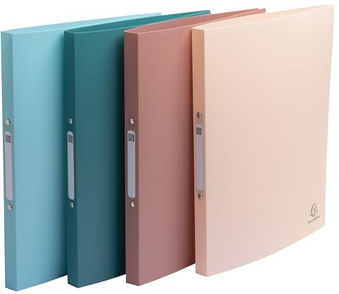 Exacompta - Ref. 54270E - Förpackning med 4 Skandi flexibla pärmar - återvunnen PP - 2 runda ringar - 20 mm rygg - Ytterformat: 32x25 cm - A4-arkiveringsformat - 4 assorterade färger