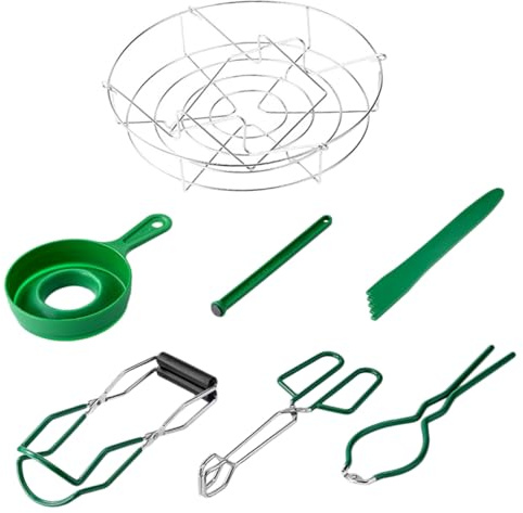 KICHOUSE Canning Jar Lifter Lid Opener Funnel Rack Jar Tongs Home Canning Supplies Kit Food Containers Lids Jam Pot Covers