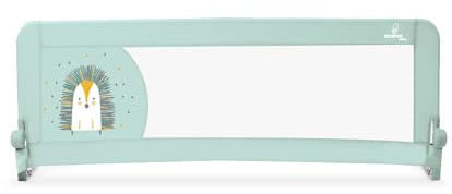 Barrera de Cama Niño 150 cm Abatible con Correas de Seguridad – Barandilla Cama Infantil Apta para Cama Nido, Instalación Fácil y Bolsa de Transporte – Asalvo 2 en 1 Erizo