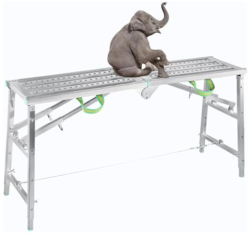Qiang Gerüste Klappbar Teleskop-Arbeitsplattform Tragbar,Tragkraft: 300Kg,Strapazierfähig Arbeitsbühne Arbeitsgerüst Höhenverstellbar Work Plattform rutschfest,TypeB-160 * 40cm